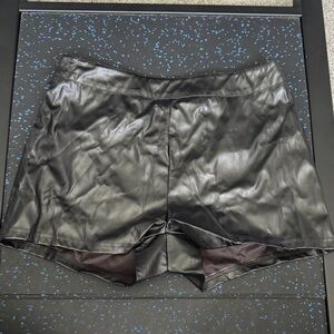 High Waist Black Leather Women's Shorts